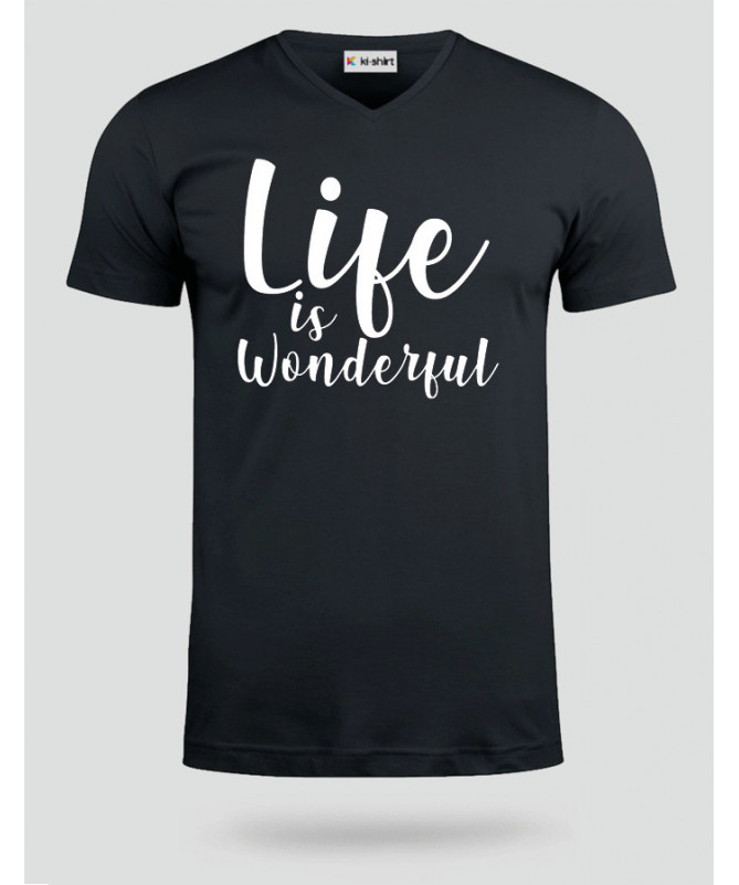 Life Is Wonderful T-shirt Scollo V