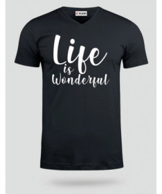 Life Is Wonderful T-shirt Scollo V