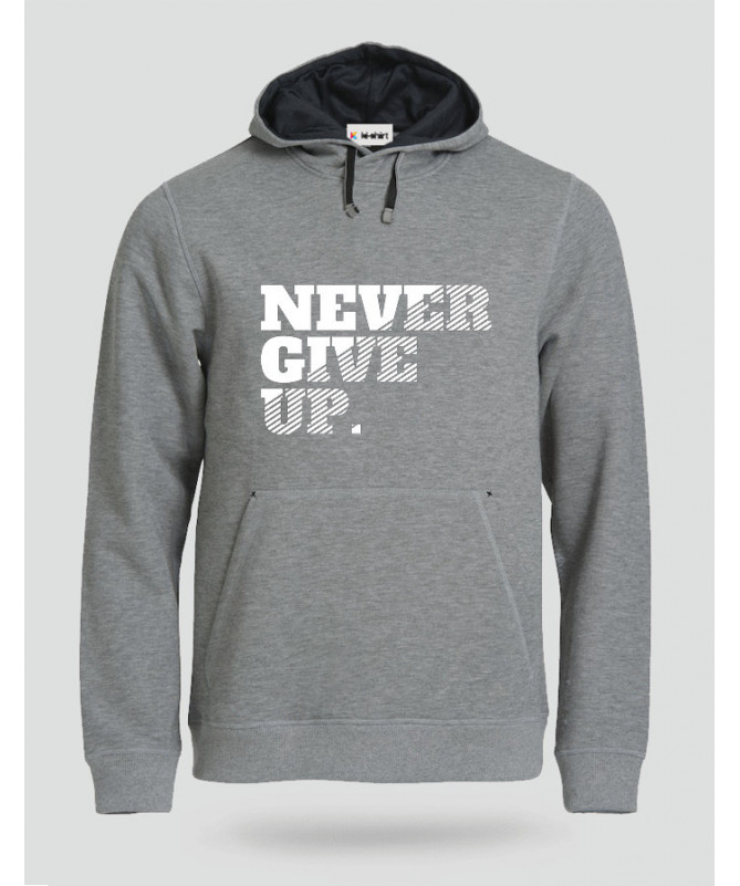 Never Give Up Felpa Premium con cappuccio Uomo