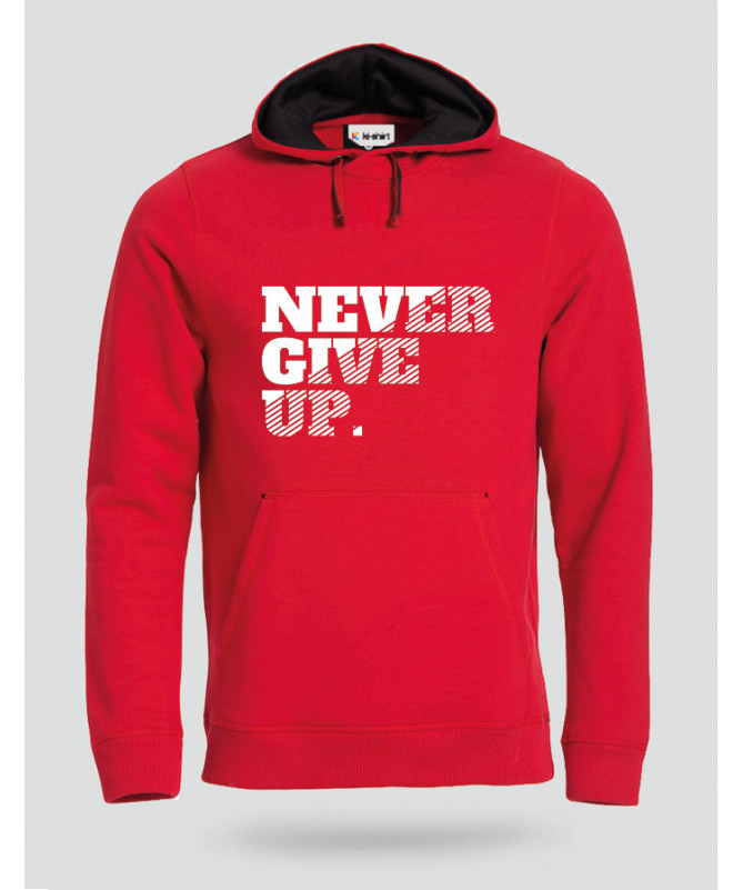 Never Give Up Felpa Premium con cappuccio Uomo