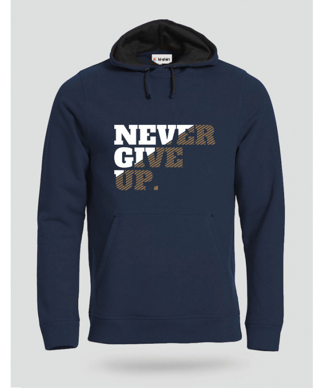 Never Give Up Felpa Premium con cappuccio Uomo