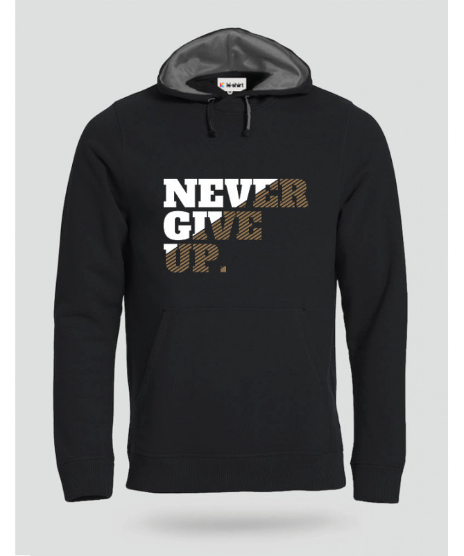 Never Give Up Felpa Premium con cappuccio Uomo