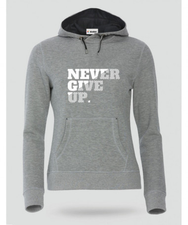 Never Give Up Felpa Premium con cappuccio Donna