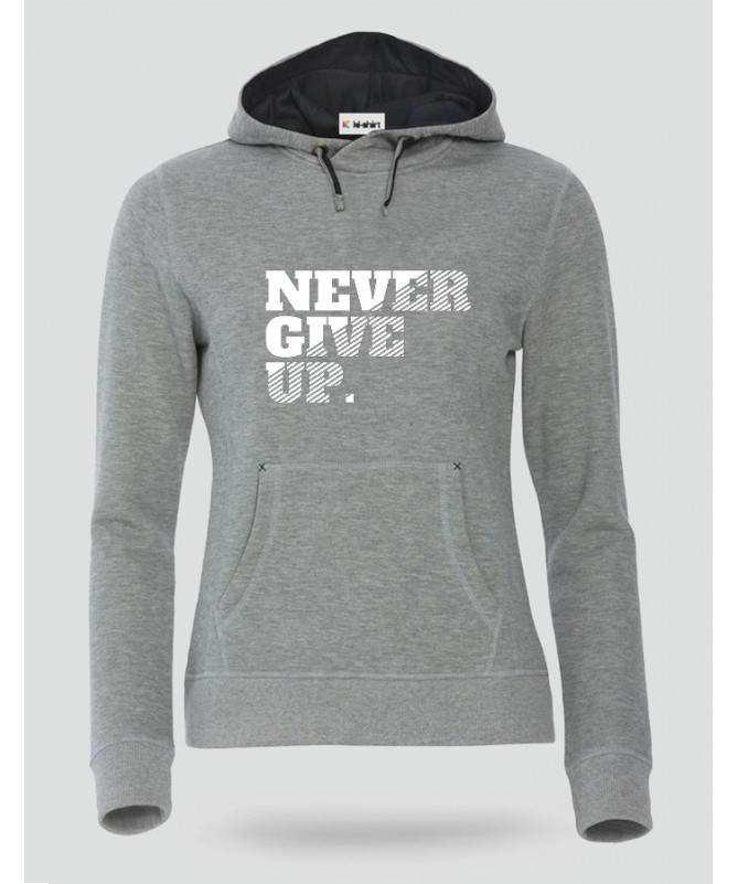 Never Give Up Felpa Premium con cappuccio Donna