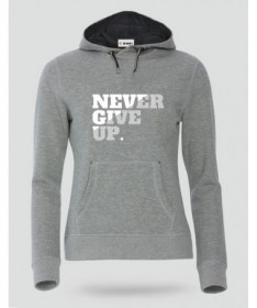 Never Give Up Felpa Premium con cappuccio Donna