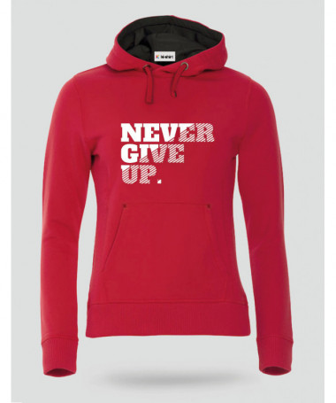 Never Give Up Felpa Premium con cappuccio Donna