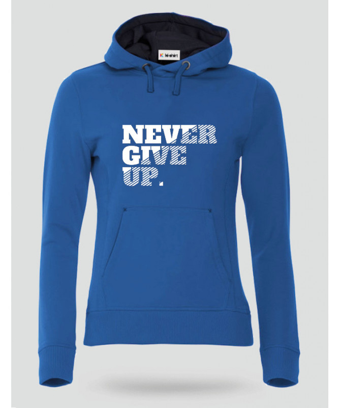 Never Give Up Felpa Premium con cappuccio Donna