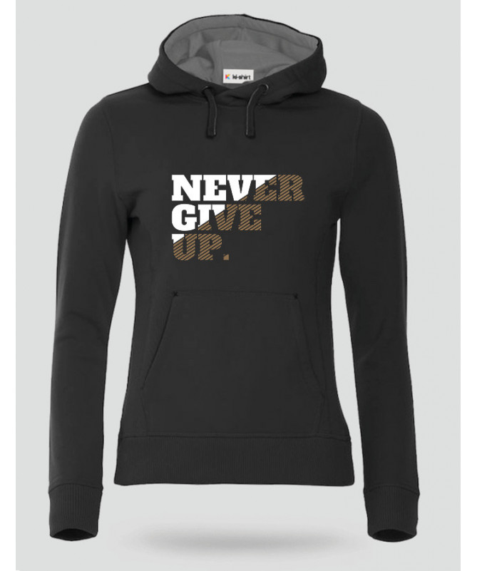 Never Give Up Felpa Premium con cappuccio Donna