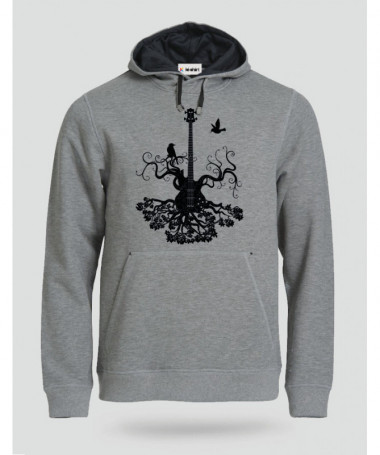 Black guita and bird Felpa Premium con cappuccio Uomo