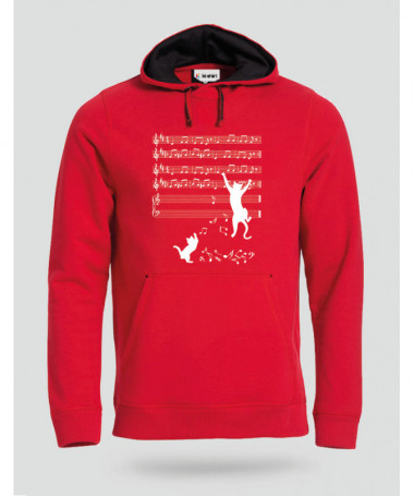 Cat and note Felpa Premium con cappuccio Uomo