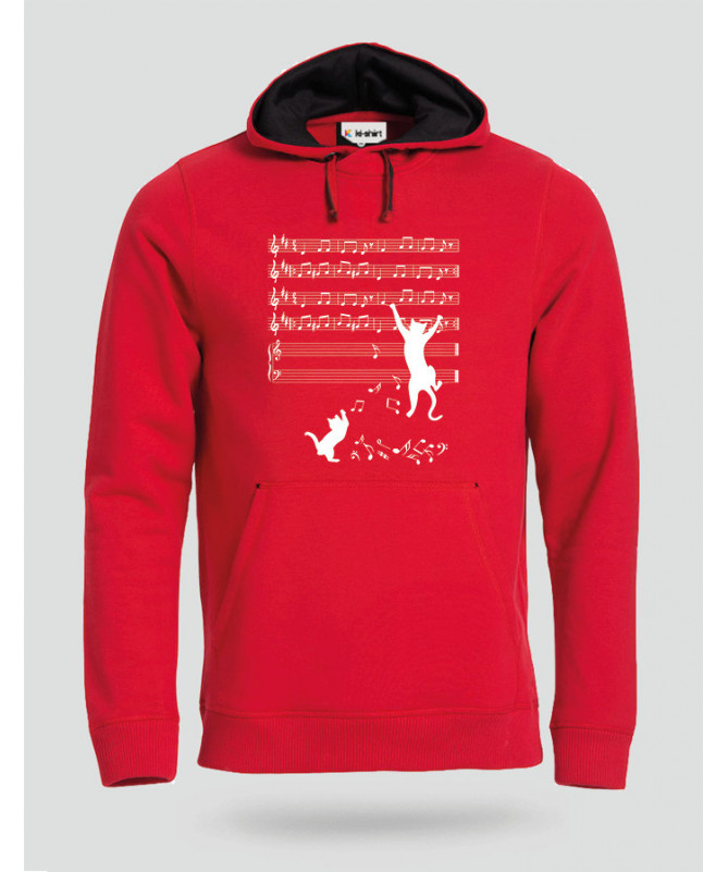 Cat and note Felpa Premium con cappuccio Uomo