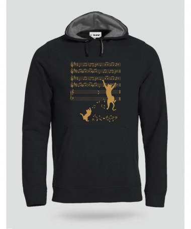 Cat and note Felpa Premium con cappuccio Uomo