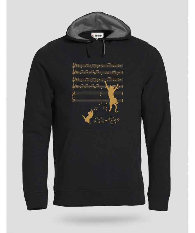 Cat and note Felpa Premium con cappuccio Uomo