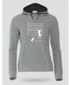 Cat and note Felpa Premium con cappuccio Donna