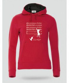 Cat and note Felpa Premium con cappuccio Donna