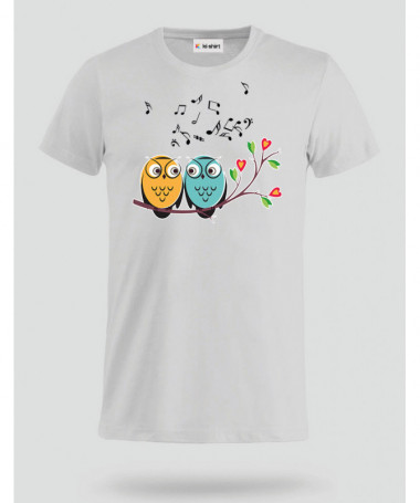 Cute owls and music T-shirt Basic Uomo