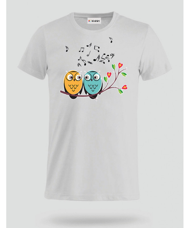 Cute owls and music T-shirt Basic Uomo