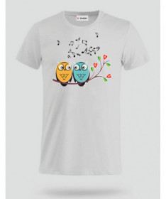 Cute owls and music T-shirt Basic Uomo