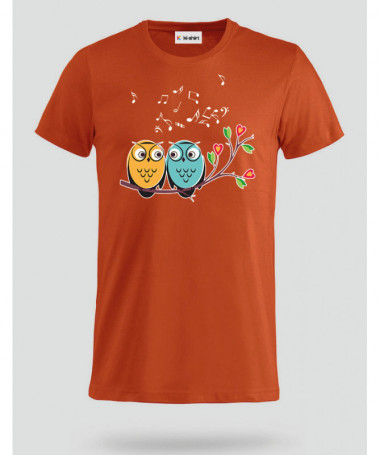Cute owls and music T-shirt Basic Uomo
