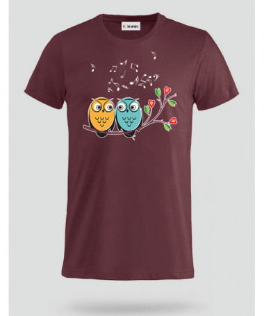 Cute owls and music T-shirt Basic Uomo