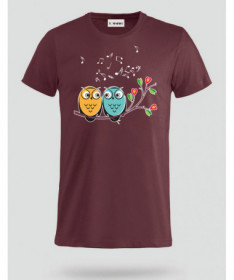 Cute owls and music T-shirt Basic Uomo