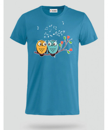 Cute owls and music T-shirt Basic Uomo