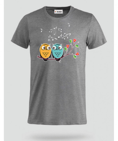 Cute owls and music T-shirt Basic Uomo