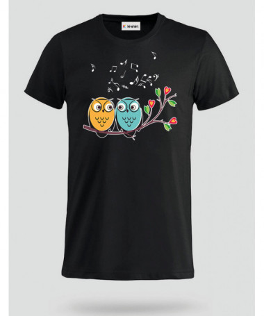 Cute owls and music T-shirt Basic Uomo