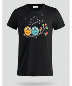 Cute owls and music T-shirt Basic Uomo