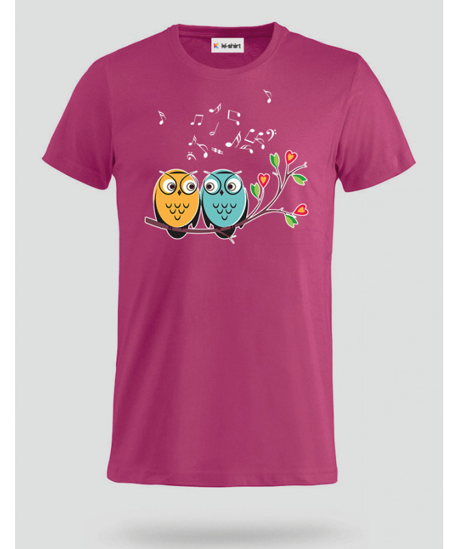 Cute owls and music T-shirt Basic Uomo