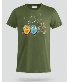 Cute owls and music T-shirt Basic Uomo