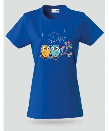 Cute owls and music T-shirt Basic Donna