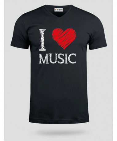I love music T-shirt Scollo V