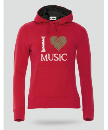 I love music Felpa Premium con cappuccio Donna