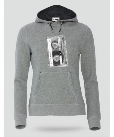 Musicassetta Felpa Premium con cappuccio Donna