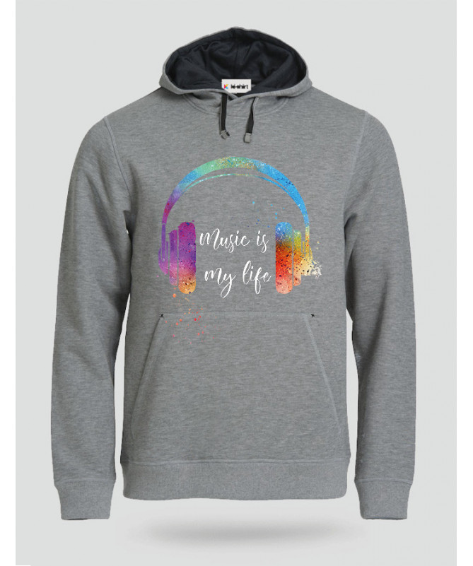 Music is my life Felpa Premium con cappuccio Uomo