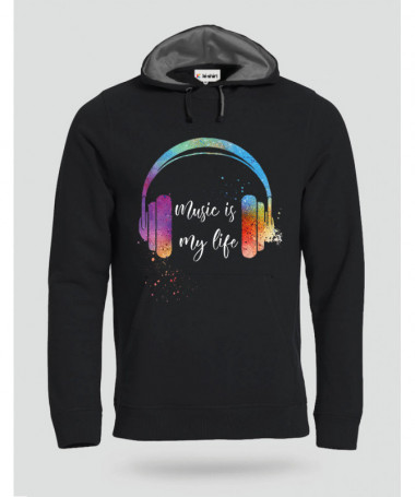 Music is my life Felpa Premium con cappuccio Uomo