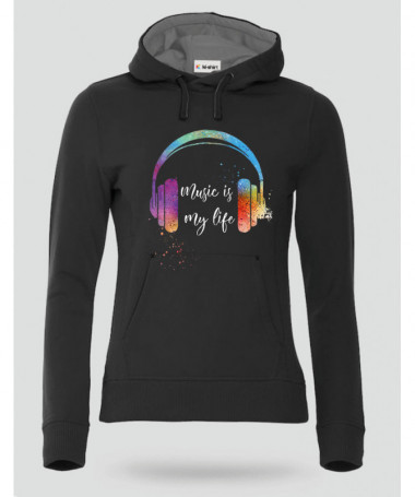 Music is my life Felpa Premium con cappuccio Donna