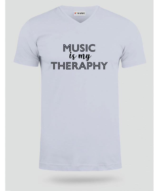 Music is my therapy T-shirt Scollo V