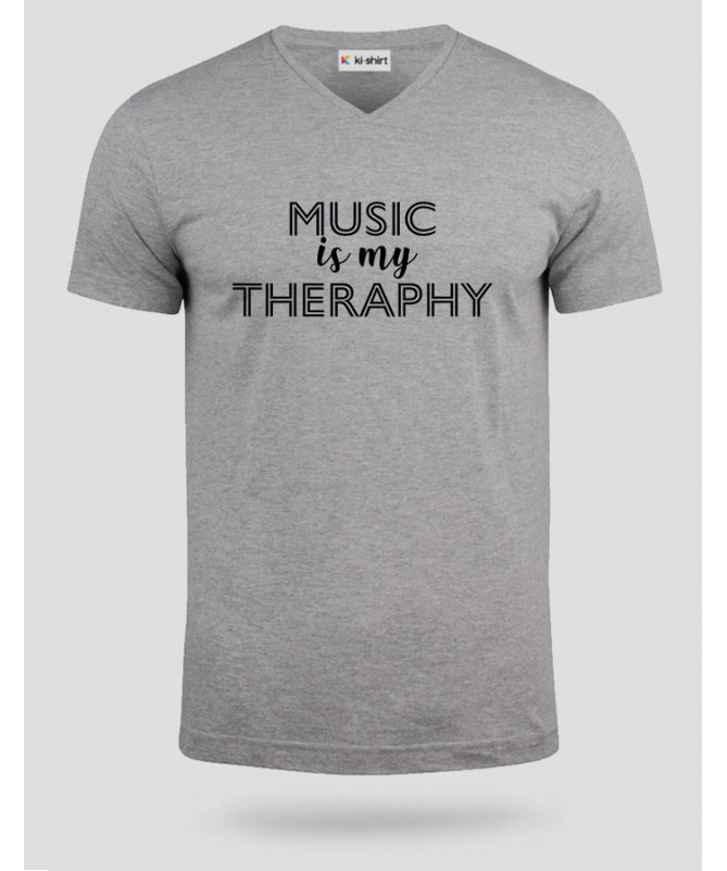 Music is my therapy T-shirt Scollo V