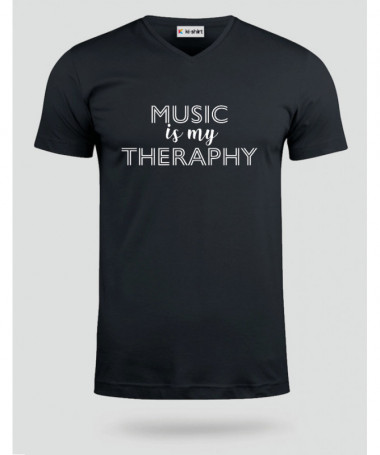Music is my therapy T-shirt Scollo V