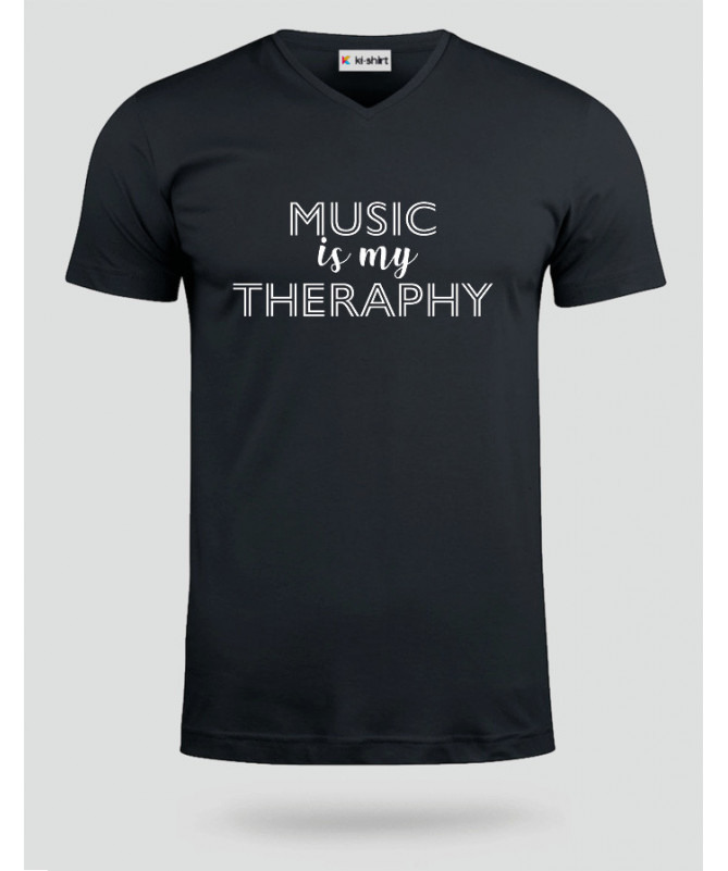 Music is my therapy T-shirt Scollo V