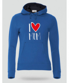 I Love Mum Felpa Premium con cappuccio Donna