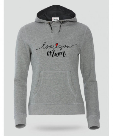 Love you mum Felpa Premium con cappuccio Donna