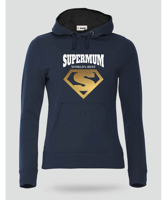 Super Mum Felpa Premium con cappuccio Donna