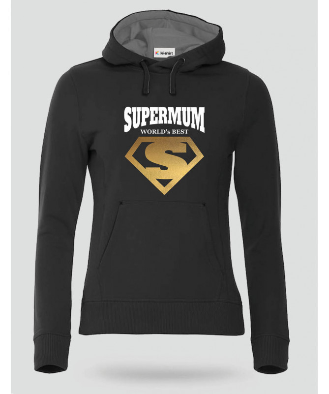 Super Mum Felpa Premium con cappuccio Donna
