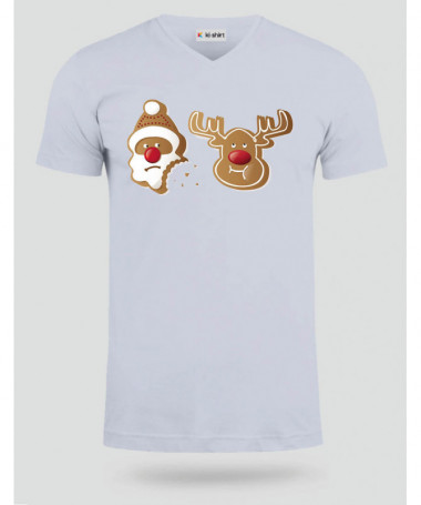 Biscotti Babbo Natale e Renna T-shirt Scollo V