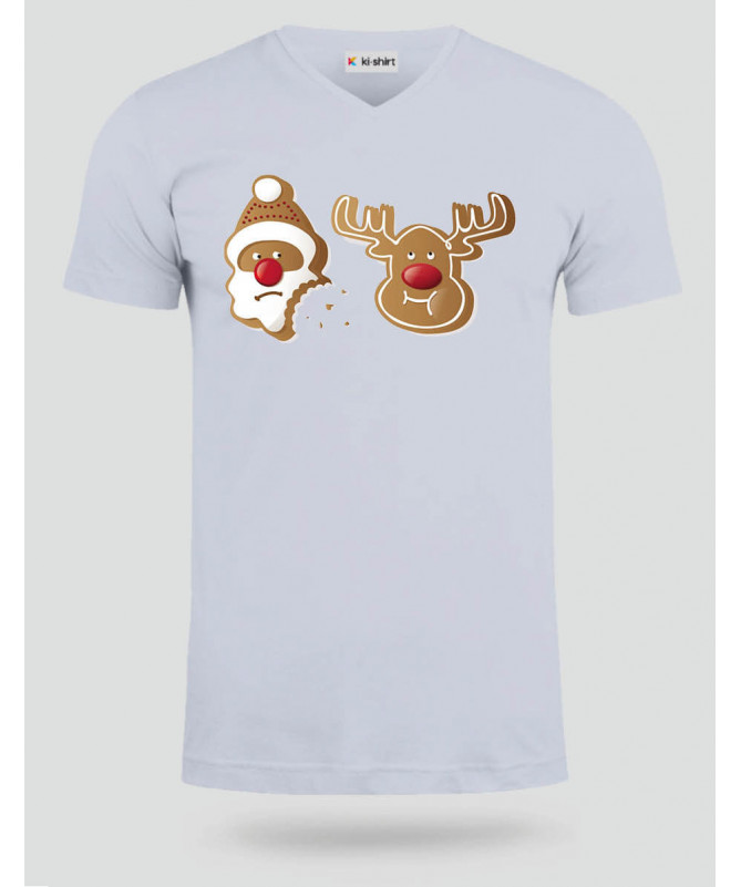 Biscotti Babbo Natale e Renna T-shirt Scollo V