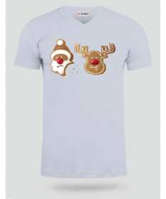 Biscotti Babbo Natale e Renna T-shirt Scollo V