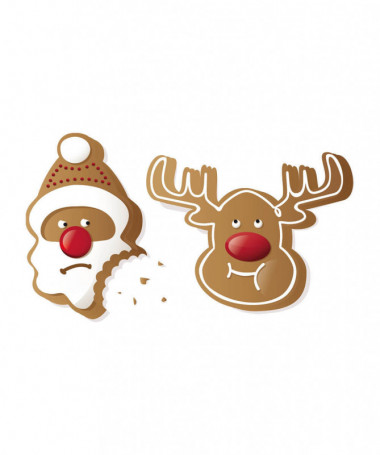 Biscotti Babbo Natale e Renna T-shirt Scollo V